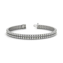 18 Carats Round Two Row Genuine Diamond Tennis Bracelet White Gold 14K
