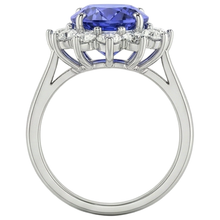 19.75 Ct Oval Tanzanite With Natural Earth Mined Diamonds Ring Flower Style 14K Gold