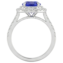 19 Ct Round Cut Tanzanite And Natural Earth Mined Diamonds Wedding Ring 14K White Gold