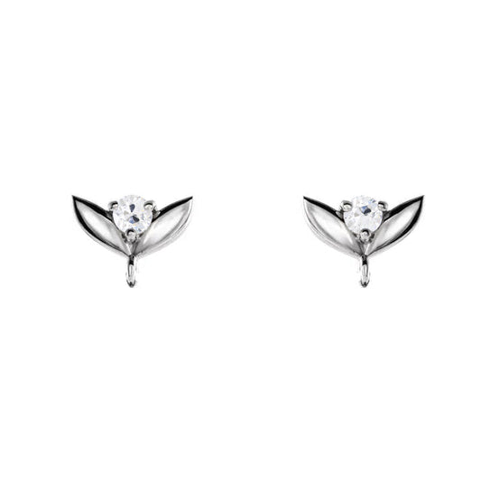 Fine Diamond Old Mine Cut Earrings in 14 Karat White Gold – main view