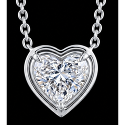 1 Carat Lab Grown Heart Pendant 14K White Gold