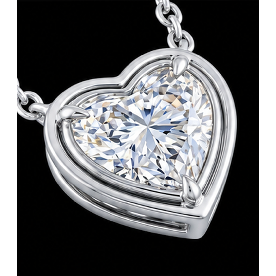 1 Carat Lab Grown Heart Pendant 14K White Gold