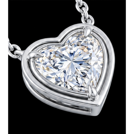 1 Carat Lab Grown Heart Pendant 14K White Gold