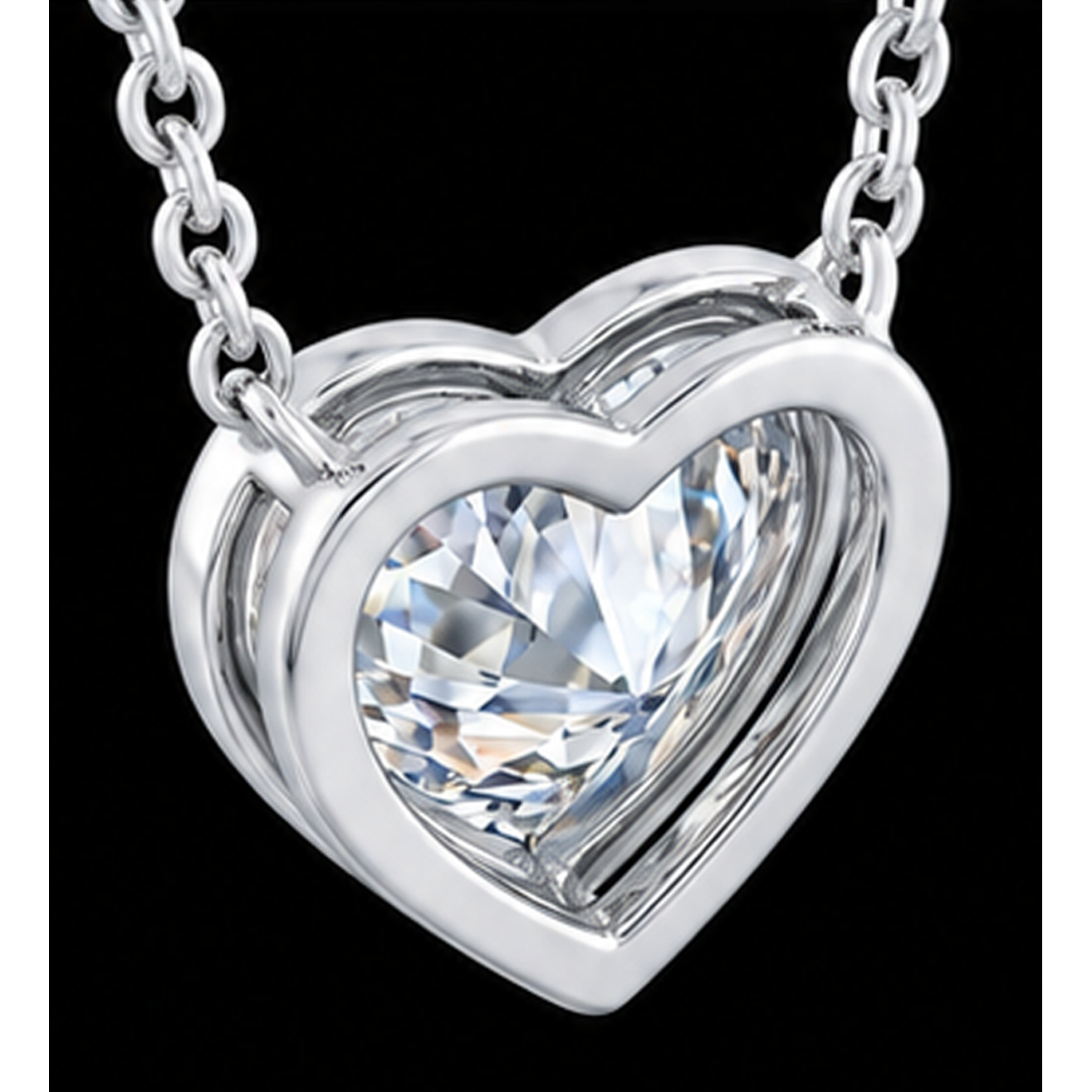1 Carat Lab Grown Heart Pendant 14K White Gold