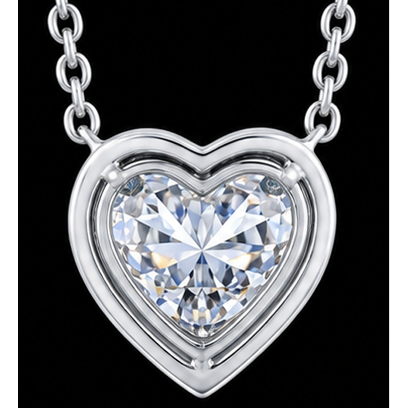 1 Carat Lab Grown Heart Pendant 14K White Gold