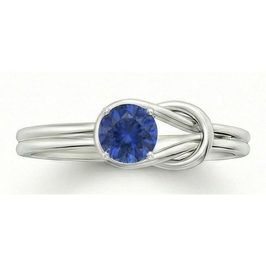 1 Carat Solitaire Blue Sapphire White Gold 14K Fancy Ring Jewellery New
