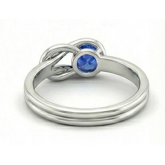 1 Carat Solitaire Blue Sapphire White Gold 14K Fancy Ring Jewellery New