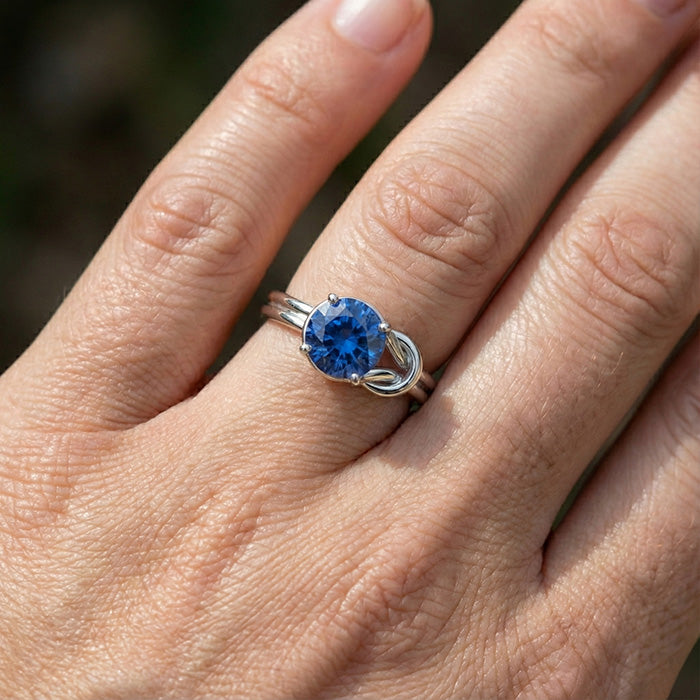 1 Carat Solitaire Blue Sapphire White Gold 14K Fancy Ring Jewellery New