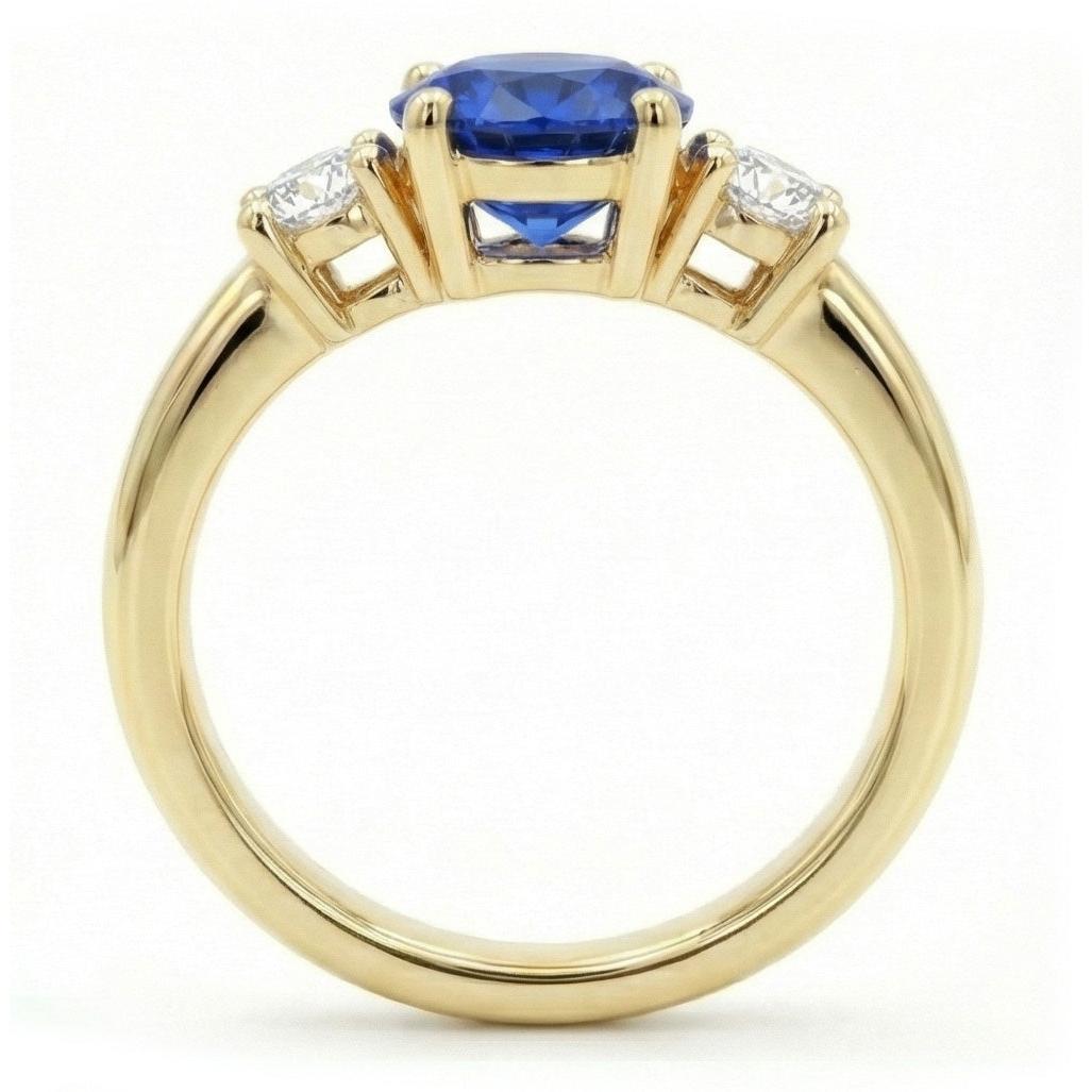 1 Carat Three Stone Natural Earth Mined Diamond Engagement Ring 14K Yellow Gold