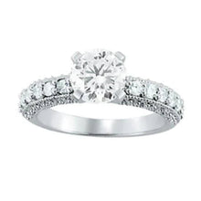 1.05 Carats Real Diamond Lady Engagement Gold Solitaire Ring With Accents