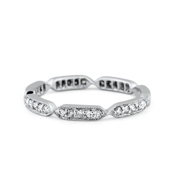 1.05 Ct Brilliant Cut Genuine Diamond Wedding Band 14K White Gold