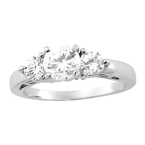 1.15 Carat Genuine Diamond Three Stone Ring White Gold 14K New