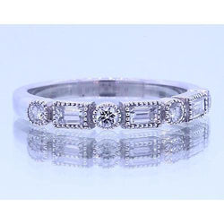 1.20 Carats Real Round & Baguettes Diamond Anniversary Band White Gold 14K