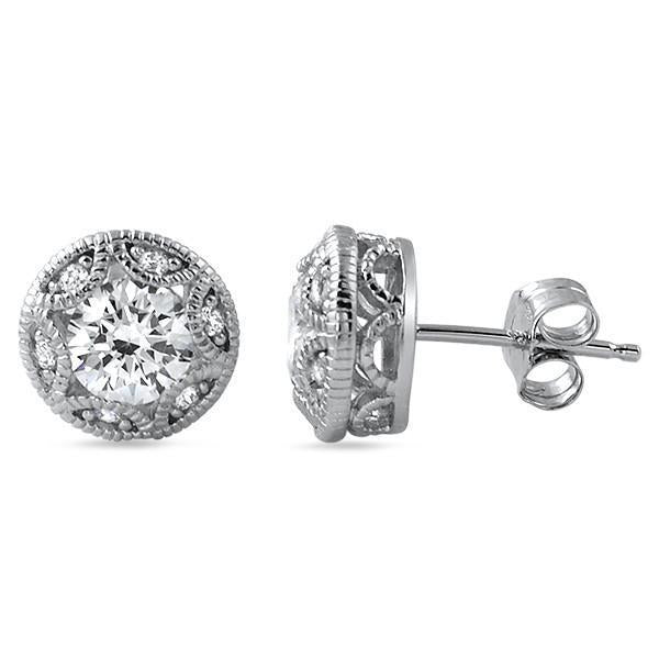 1.20 Ct Brilliant Cut Genuine Diamond Stud Halo Earring White Gold 14K Jewelry
