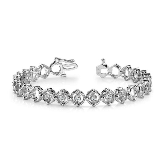 1.20 Ct Round Cut Real Diamond Link Bracelet 14K White Gold