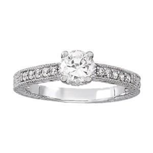 1.24 Carats Antique Style Real Diamond Ring With Accents