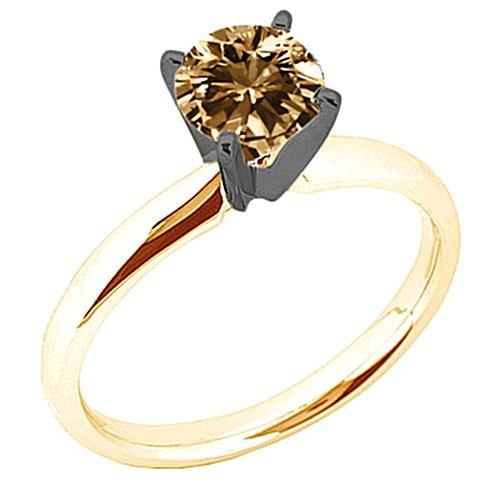 1.25 Carat Champagne Real Diamond Wedding Gemstone Ring Two Tone Gold