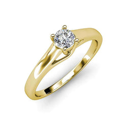 1.25 Carat Real Solitaire Diamond Engagement Ring Yellow Gold 14K
