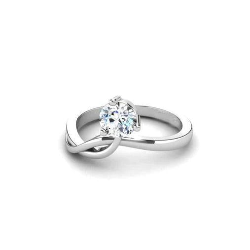 1.25 Carat Solitaire Twisted Shank Round Real Diamond Ring White Gold