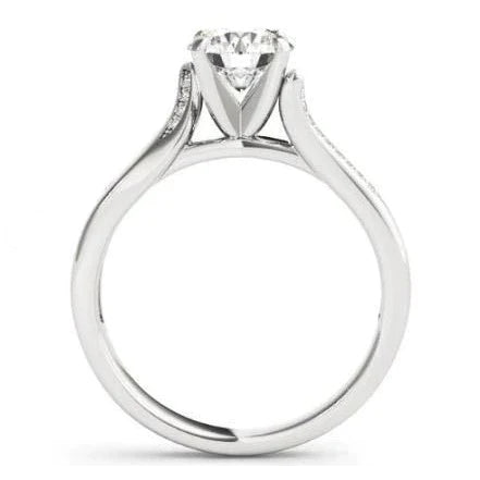 1.25 Carats Real Diamond White Gold Engagement Ring Solitaire With Accents