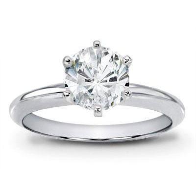1.25 Carats Round Real Diamond Solitaire Ring 14K White Gold