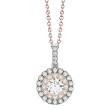 1.25 Carats Round Real Diamond Two Tone Gold 14K Pendant Necklace