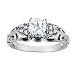 1.25 Carats Round Real Diamond White Gold 14K Engagement Fancy Ring New
