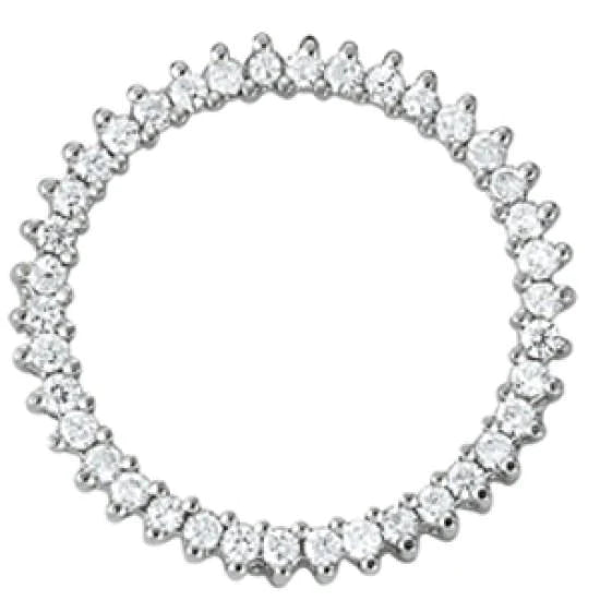 1.25 Carats Round Real Diamonds Circle Pendant Without Chain White Gold 14K