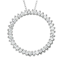 1.25 Carats Round Real Diamonds Circle Pendant Without Chain White Gold 14K
