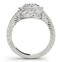 1.25 Carats Round Real Diamonds Halo Fancy Ring Gold White 14K
