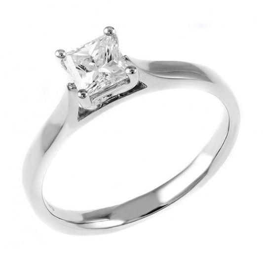 1.25 Carats Solitaire Princess Genuine Diamond Engagement Ring White Gold 14K