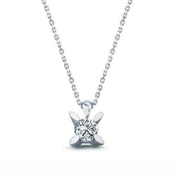 1.25 Carats Solitaire Real Diamond Pendant Necklace White Gold 14K