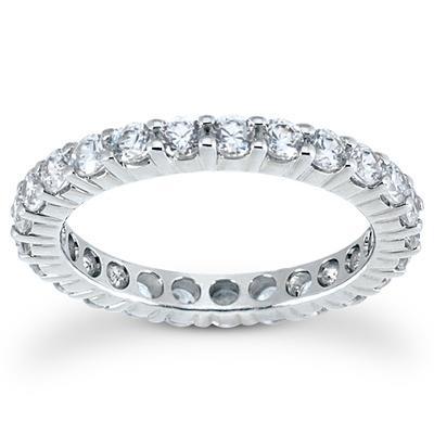 1.25 Ct Round Real Diamond Eternity Ladies Band Solid Gold 14K