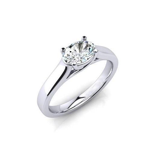 1.25 Ct Solitaire Oval Cut Real Diamond Wedding Ring White Gold