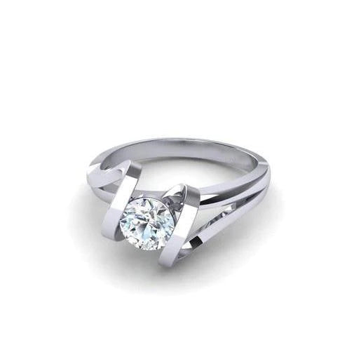 1.25 Ct Sparkling Real Round Cut Solitaire Diamond Wedding Ring White Gold
