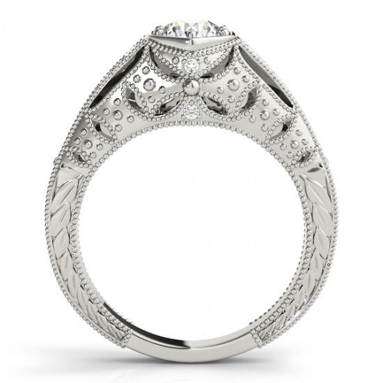 1.25 Ct. Natural Diamonds Solitaire With Accents Engraved Ring 