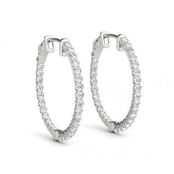 1.25 Ct. Real Diamonds Hoop Earring Bezel Set Diamond Earring Gold