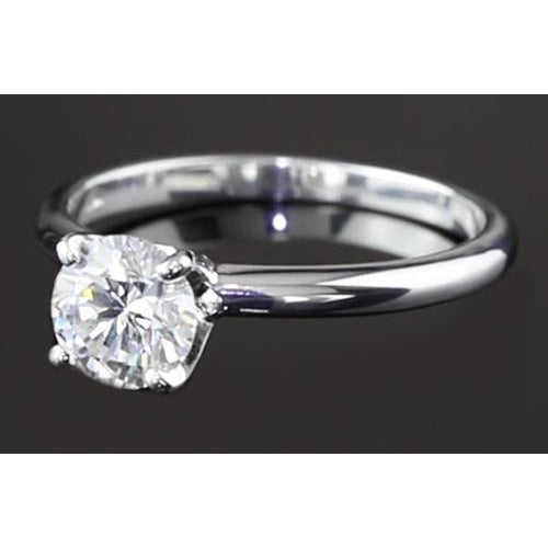 1.25 Round Diamond Solitaire Real Engagement Ring White Gold 14K