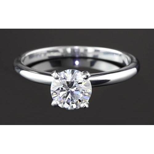 1.25 Round Diamond Solitaire Real Engagement Ring White Gold 14K