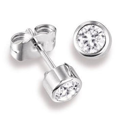 1.3 Ct Bezel Set Round Cut Stud  Natural Diamond Earring
