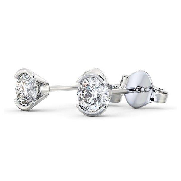 1.3 Ct Round Brilliant Cut Real Diamond Stud Earring 14K White Gold