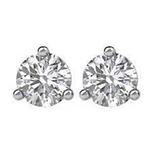 1.3 Ct Three Prong Set Genuine Round Diamond Stud Earring 14K White Gold
