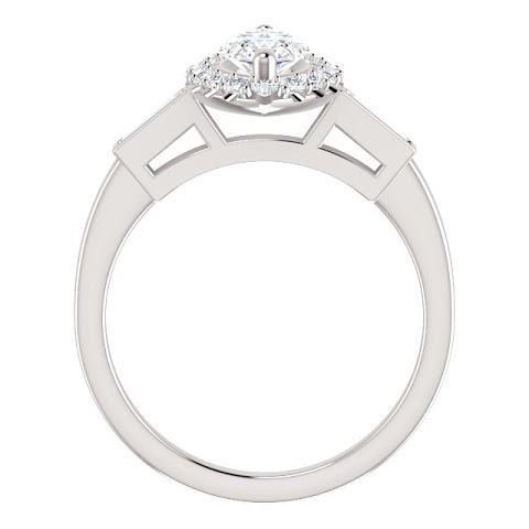 1.30 Carats Genuine Marquise Center Diamond And  Engagement Ring