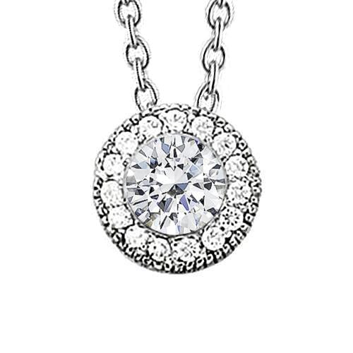 1.30 Carats Natural Diamond Pendant White Gold 14K New