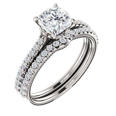 1.30 Ct Cushion Diamond Engagement Ring With Accents