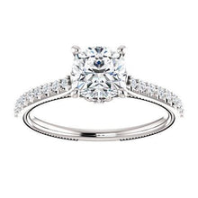 1.30 Ct Cushion Real Natural Earth Mined Diamond Engagement Ring With Accents