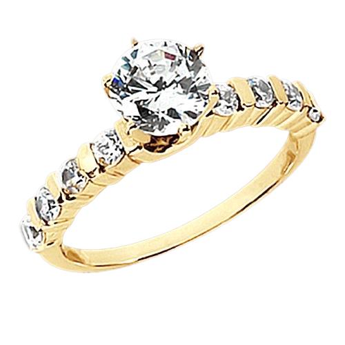 1.30 Ct Real Diamond Engagement Accented Ring Yellow Gold 14K
