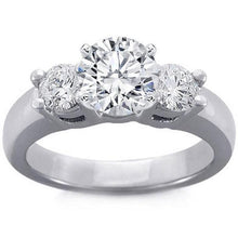 1.30 Ct Round Three Stone Real Natural Earth Mined Diamond Engagement Ring 14K White Gold