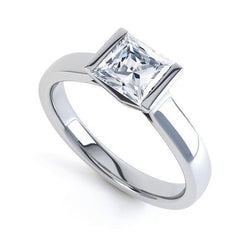 1.30 Ct Solitaire Princess Cut Genuine Diamond Engagement Ring White Gold 14K