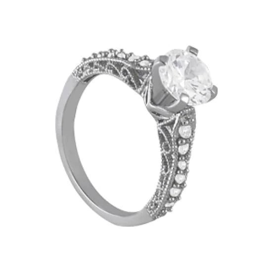 1.30 Ct. Solitaire With Accents Engagement Natural Diamond Fancy Ring 14K
